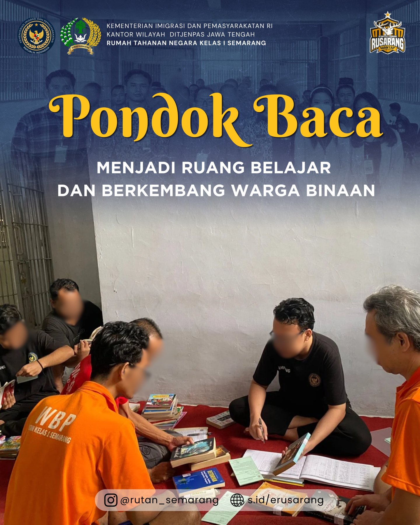 Wujudkan Peningkatan Kepribadian, Rutan Semarang Giatkan WBP Membaca Buku di Perpustakaan